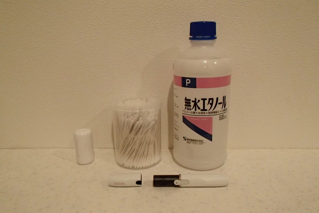 ベビー綿棒と無水エタノール